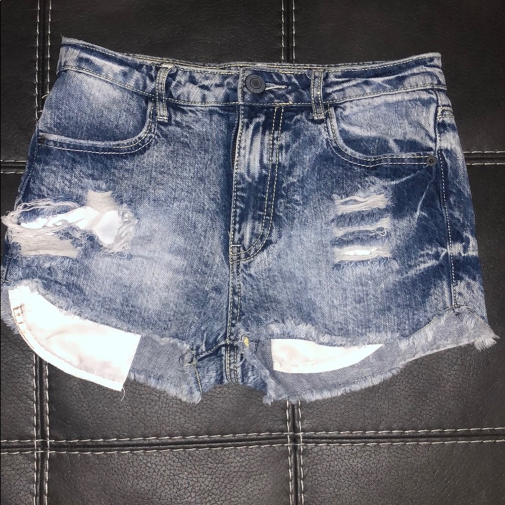High rise denim shorts